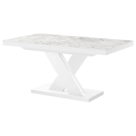 XENNA LUX Extendable Dining Table, White Venatino/White