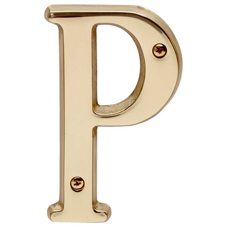 Letter "P" House Letters Solid Bright Brass 4" |