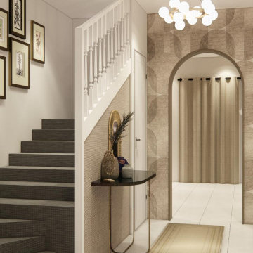 Modern-Mid Century - Indian-Living and entraceand hallway - Hainault- London