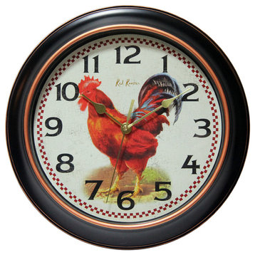 Red Rooster Silent Sweep Wall Clock, 12"