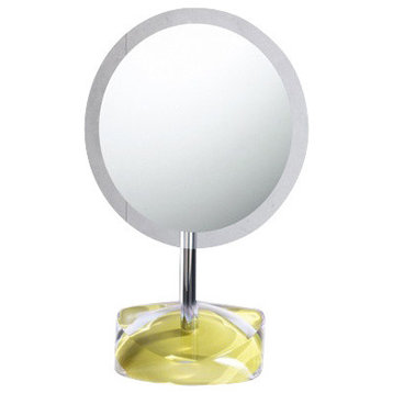 Magnifying Mirror With Round Avocado Green Colored Base