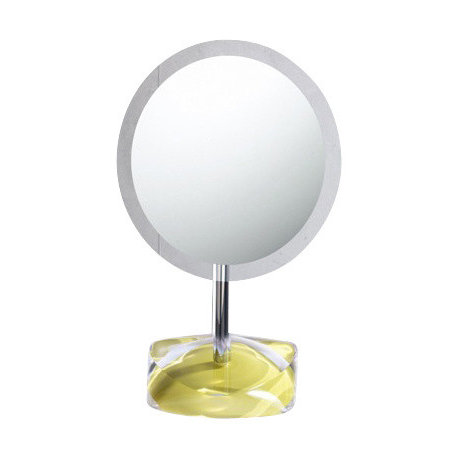 Magnifying Mirror With Round Avocado Green Colored Base