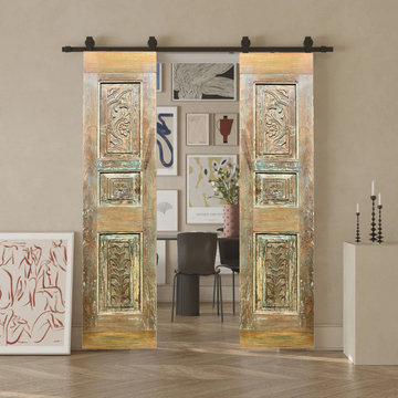 Vintage Coastal Carved Wood Doors