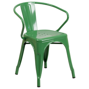 Flash Furniture Commercial Grade Green Metal Chair, Arms - CH-31270-GN-GG
