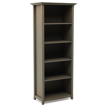 Amherst SOLID WOOD 5 Shelf Bookcase, Distressed Gray