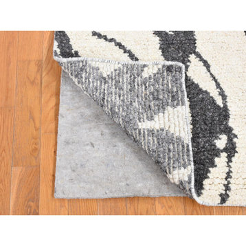 Charcoal Black Tone on Tone Modern Design Wool Hand Knotted Oriental  3'x3'