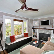 loft fireplace media wall