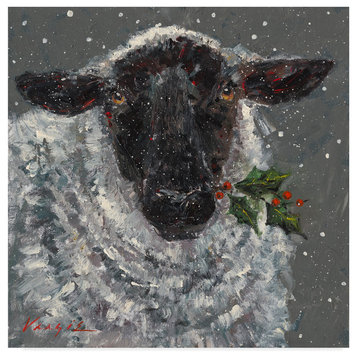 Mary Miller Veazie 'Wren The Christmas Sheep' Canvas Art, 14"x14"