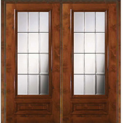 Prehung French Double Door 80 Wood Alder French 3/4 Lite Glass - Patio Doors