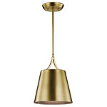 Kichler - Maclain Mini Pendant 1-Light, Natural Brass - This 1 light mini pendant from the updated traditional Maclain collection features smooth lines in a Natural Brass finish with subtle and pleasing Satin Etched White glass.