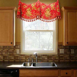 Priority Home & Design - Custom Medallion Swag Valance with Bells -  Select From 500+ Fabrics - Valances