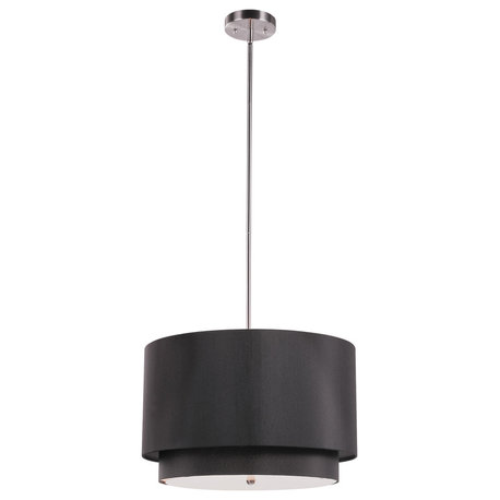 Trans Globe Lighting PND-802 Three Light Double Shade Pendant - Brushed Nickel