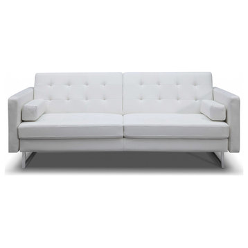 HomeRoots 80" X 45" X 13" White Stainless Steel Sofa Bed