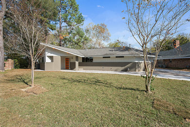 Mid-century modern home design photo in New Orleans