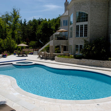 North Barrington, IL Freeform Pool and Spa with Picture Frame Automatic Cover