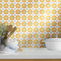 Moroccan Mosaic & Tile House - 8"x8" Ahfir Handmade Cement Tile, Orange/Yellow/Gray, Set of 12 - Wall And Floor Tile