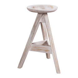 C.G. Sparks - Antique-Style White Wood Bar Stool - Bar Stools And Counter Stools