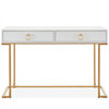 Home Office 2-Drawer Desk/Vanity Table, Wood And Metal, White