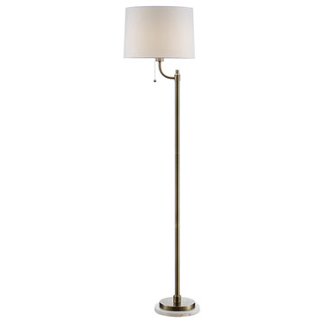 Nash 1 Light Floor Lamp, White and Honey Brass