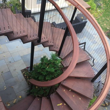 Raised deck and floating stairway