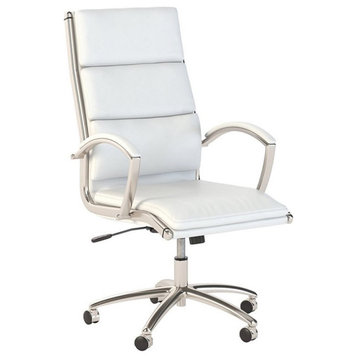 BBF Studio C High Back Contemporary Faux Leather Executive Office Chair in White