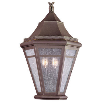 Morgan Hill, Outdoor Wall Lantern, 13", Natural Rust Finish, Clear Seeded Glass
