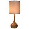 nu steel Dark Wood Texture Table Lamp With Linen Shade