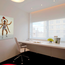 beautiful office desk with cabinets below