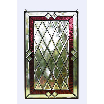 20" x 34" Stunning Handcrafted stained glass Clear Beveled window panel