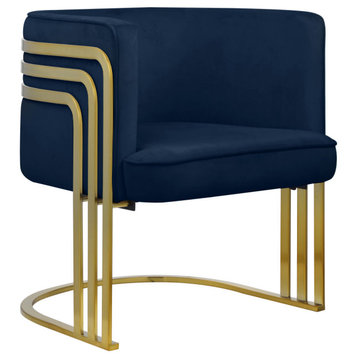 Rays Velvet Upholstered Accent Chair, Navy