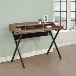 Coaster 800415 Walnut Black Writing Desk - Desks And Hutches