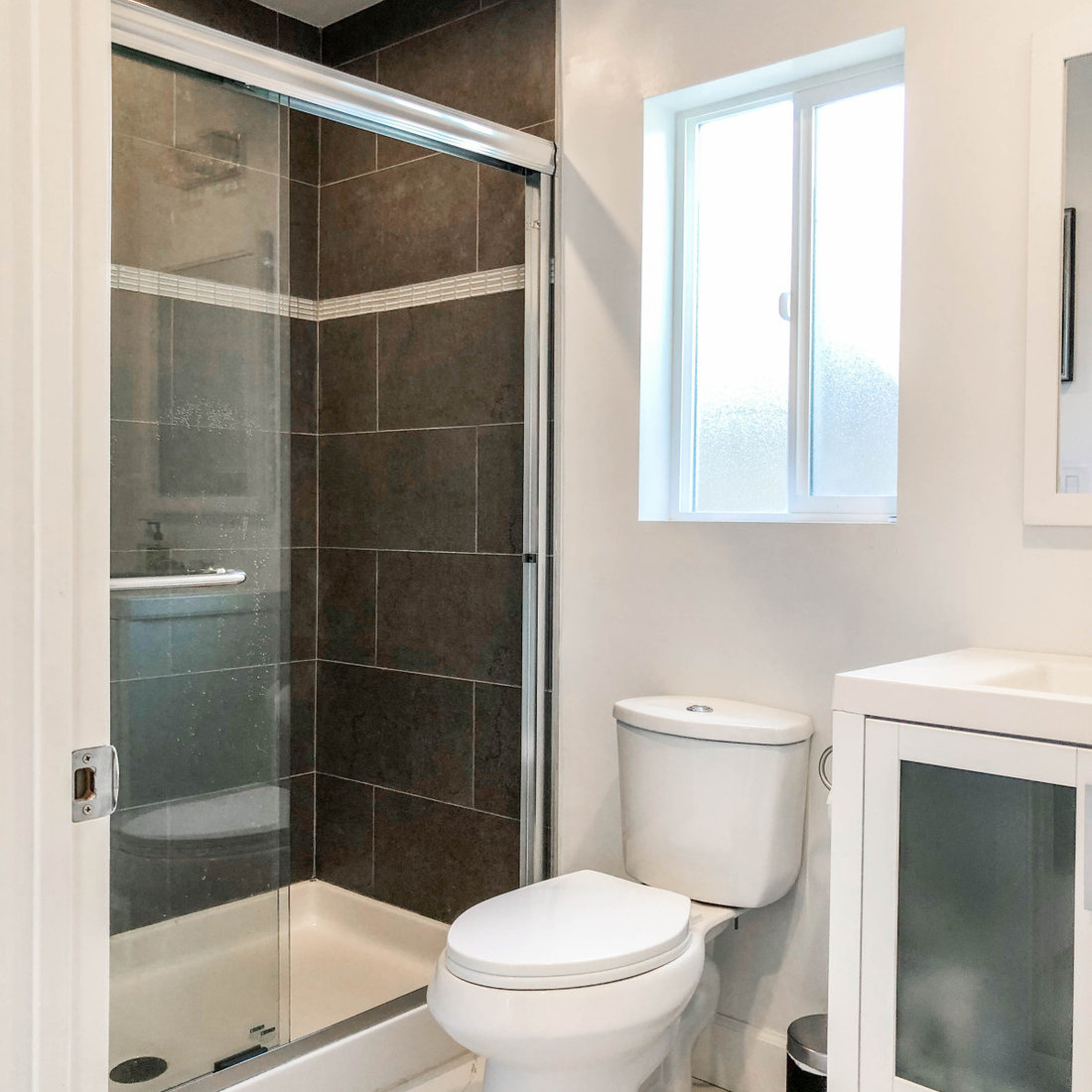 Bathroom, Shower, Tile and Vanity