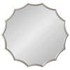 Lalina Scalloped Round Framed Accent Mirror, Silver 33.5" Diameter