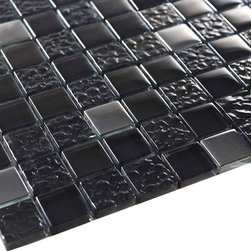 Glossy Black Raindrop Modern Square Glass Mosaic Tiles - Home Accessories & Decor