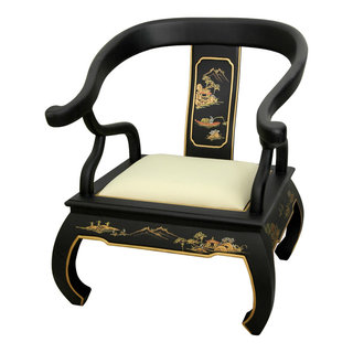Black Landscape Ming Chair Asian Armchairs And Accent Chairs