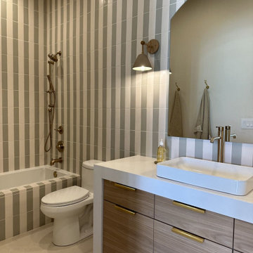 Organic Modern Striped Tile Bathroom