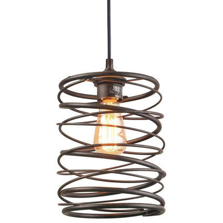 LNC Mocha 1-Light Farmhouse Antique Cylinder Mini Pendant Lighting 9.5"H, Brown