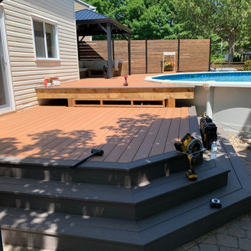 Azek Cypress and Dark hickory deck around pool