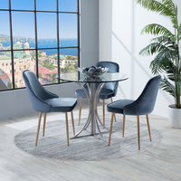 LumiSource Marcel Dining Chair, Set of 2, Blue Velvet, Gold Frame