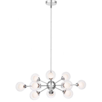 Contemporary Twelve Light Chandelier in Polished Chrome Finish - Chandelier