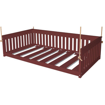Poly Mission Hanging Daybed with Rope, Cherrywood, Twin