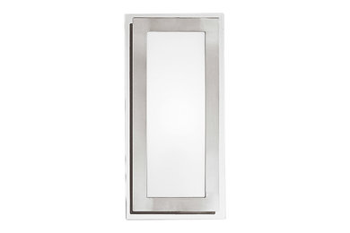 1x60W Wall/Ceiling Light With Matte Nickel & Chrome Finish & Satin Glass