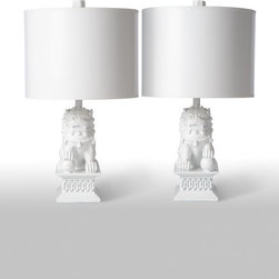 Foo Dogs Mini Table Lamps In white - Table Lamps