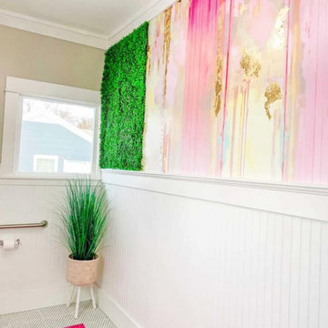 Pink and Gold Powder Room Wallpaper