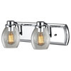 Industrial 2-Light Vanity Light with Clear Glass in Chrome