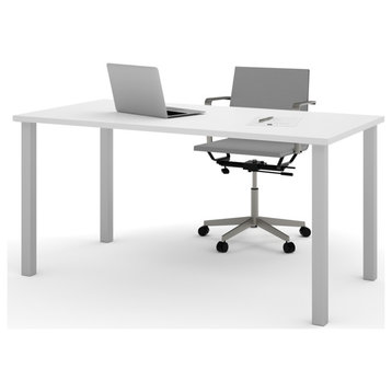30 x 60 Table with square metal legs in White