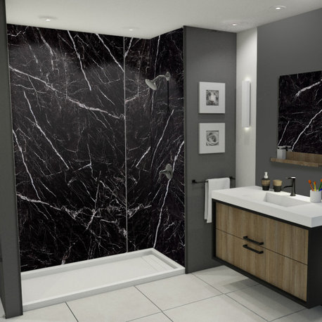 Transolid Titan Shower Wall Kit, Black Caruso (Glossy), 60-in X 36-in X 96-in
