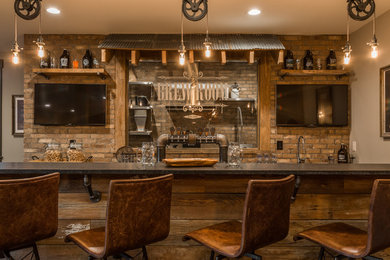 Example of a mid-sized mountain style home bar design in Indianapolis