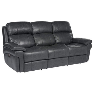 Sunset Trading Luxe Leather Reclining Sofa with Power Headrest in Gray