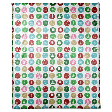 Wintery Polka Dots Fleece Blanket, 50"x60"
